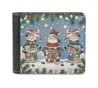 FekiLoot Christmas Cheer Wallet Large Capacity Slim Bifold Wallet with Multiple Card Slots PU Leather Men Purse
