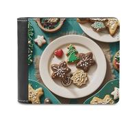 FekiLoot Christmas Cookies Wallet Large Capacity Slim Bifold Wallet with Multiple Card Slots PU Leather Men Purse