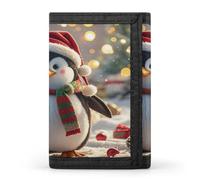 FekiLoot Christmas Funny Penguin Men's Wallet Extra Capacity Trifold Wallet Thin & Stylish Trifold Card Holder with ID Window