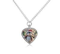 FekiLoot Christmas Funny Penguin Urn Necklace for Ashes Heart Cremation Jewelry Memorial Keepsake Pendant Locket Ash Holder Memory Jewelry for Women Men to Hold Ashes of Loved Ones