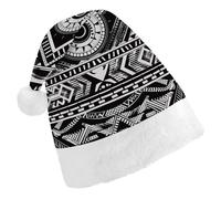 FekiLoot Christmas Hat Black And White Pattern Santa Cap for Adults Xmas Hat Comfort Extra Plush for New Year Festive Holiday Party