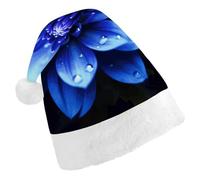 FekiLoot Christmas Hat Blue Flower Santa Cap for Adults Xmas Hat Comfort Extra Plush for New Year Festive Holiday Party