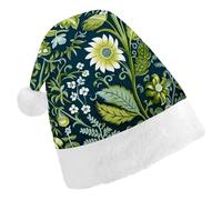 FekiLoot Christmas Hat Country Style Flowers Santa Cap for Adults Xmas Hat Comfort Extra Plush for New Year Festive Holiday Party