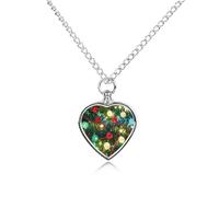 FekiLoot Christmas Lights Tinsel Custom Ashes Necklace Personalized Pet Urn Hair Cremation Souvenir Necklace Memorial Keepsake Holder Pendant Heart Jewelry for Ashes Gift for Dog Loss