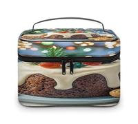 FekiLoot Christmas Pudding Makeup Bag Large Capacity Travel Cosmetic Bag Lightweight Hand-held Toiletry Bags Portable Cosmetic Pouch Cute Make Up Pouch for Women