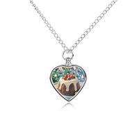 FekiLoot Christmas Pudding Urn Necklace for Ashes Heart Cremation Jewelry Memorial Keepsake Pendant Locket Ash Holder Memory Jewelry for Women Men to Hold Ashes of Loved Ones