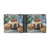 FekiLoot Christmas Pudding Wallet Slim Leather Bifold Wallet Extra Capacity Wallets with Multiple Card Slots Men Billfold