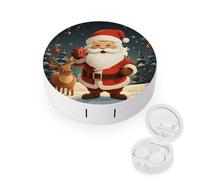 FekiLoot Christmas Santa Claus Contact Lens Cases, Cute Contact Lenses Lens Box Set Outdoor Mini Contact Lens Soak Storage Kit with Mirror Daily Vision Care And Outdoor Use