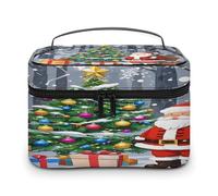 FekiLoot Christmas Santa Claus Makeup Bag Large Capacity Travel Cosmetic Bag Lightweight Hand-held Toiletry Bags Portable Cosmetic Pouch Cute Make Up Pouch for Women