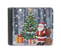 FekiLoot Christmas Santa Claus Wallet Large Capacity Slim Bifold Wallet with Multiple Card Slots PU Leather Men Purse