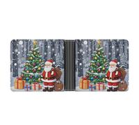 FekiLoot Christmas Santa Claus Wallet Slim Leather Bifold Wallet Extra Capacity Wallets with Multiple Card Slots Men Billfold