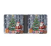 FekiLoot Christmas Santa Claus Wallet Slim PU Bifold Design Wallet with Multiple Card Slots Wallets Extra Capacity Pocket Wallets