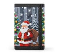 FekiLoot Christmas Santa Claus Wallet Slim Trifold Wallets with Multiple Card Slots Credit Card Holder Pocket Coin Purse