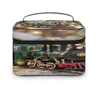 FekiLoot Christmas Train Makeup Bag Large Capacity Travel Cosmetic Bag Lightweight Hand-held Toiletry Bags Portable Cosmetic Pouch Cute Make Up Pouch for Women