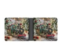 FekiLoot Christmas Train Wallet Slim PU Bifold Design Wallet with Multiple Card Slots Wallets Extra Capacity Pocket Wallets