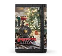 FekiLoot Christmas Train Wallet Slim Trifold Wallets with Multiple Card Slots Credit Card Holder Pocket Coin Purse