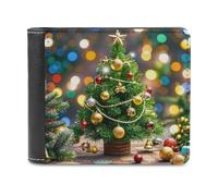 FekiLoot Christmas Tree And Bells Wallet Large Capacity Slim Bifold Wallet with Multiple Card Slots PU Leather Men Purse