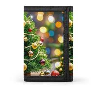 FekiLoot Christmas Tree And Bells Wallet Portable Tri Fold Wallet with Zipper Coin Purse for Women Credit Car