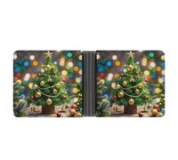 FekiLoot Christmas Tree And Bells Wallet Slim PU Bifold Design Wallet with Multiple Card Slots Wallets Extra Capacity Pocket Wallets
