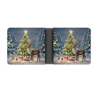 FekiLoot Christmas Tree And Reindeer Wallet Slim PU Bifold Design Wallet with Multiple Card Slots Wallets Extra Capacity Pocket Wallets