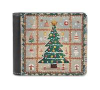 FekiLoot Christmas Tree Mat Wallet Large Capacity Slim Bifold Wallet with Multiple Card Slots PU Leather Men Purse