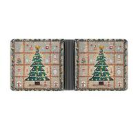 FekiLoot Christmas Tree Mat Wallet Slim Leather Bifold Wallet Extra Capacity Wallets with Multiple Card Slots Men Billfold