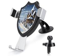 FekiLoot Christmas Winter Happy Scene Car Phone Holder,Adjustable Easy Clamp Car Phone Mount for Your Cars Models with Dashboard Vent,Phone Holders for Your Car with Metal Hook Clip