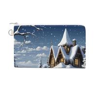 FekiLoot Christmas Winter Happy Scene Coin Purse,Travel Portable Keychain Wallet Canvas Coin Wallets Mini Zipper Tool Bag Lightweight Change Purse