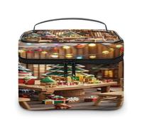FekiLoot Christmas Wood Makeup Bag Large Capacity Travel Cosmetic Bag Lightweight Hand-held Toiletry Bags Portable Cosmetic Pouch Cute Make Up Pouch for Women