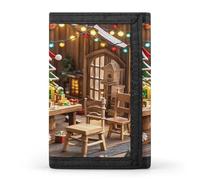 FekiLoot Christmas Wood Wallet Slim Trifold Wallets with Multiple Card Slots Credit Card Holder Pocket Coin Purse