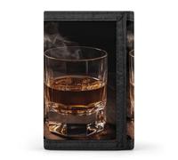 FekiLoot Cigar & Whiskey Wallet Compact Blocking Trifold Wallets with Zipper Minimalist Purse Wallet Credit Card Holder