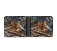 FekiLoot Cigar & Whiskey Wallet Slim PU Bifold Design Wallet with Multiple Card Slots Wallets Extra Capacity Pocket Wallets