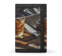 FekiLoot Cigar & Whiskey Wallet Slim Trifold Wallets with Multiple Card Slots Credit Card Holder Pocket Coin Purse
