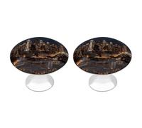 FekiLoot City Seattle Cabinet Knobs for Kitchen Ornament, Round Zinc Decorative Drawer Pulls for Cabinets Trendy, Dresser Drawers Pulls Bathroom Dresser Knob with Screw