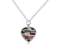 FekiLoot Classic Car Roadsters Old Fashioned Pet Cremation Jewelry Personalized for Man, Custom Dog Urn Necklaces for Ashes, Heart-Shaped Pendant Urn Necklaces for Cat Lover Woman, with Funnel Kit