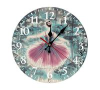 FekiLoot Classical Ballet Elegant Ballerina Wall Clock Round for Home, Battery Operated Wall Clocks for Bedroom, Fashionable Silent Non-Ticking Clock 30 * 30cm with Arabic Numeral for Kitchen White