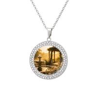 FekiLoot Classical Summer Pendant Necklace for Women Men Elegant Diamond Circle Necklaces with 19.7 Inch Chain, Zinc Diamond Jewelry for Birthday Christmas Valentine's Day Gift, One size, Zinc