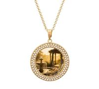 FekiLoot Classical Summer Pendant Necklace for Women Men Elegant Diamond Circle Necklaces with 19.7 Inch Chain, Zinc Diamond Jewelry for Birthday Christmas Valentine's Day Gift, One size, Zinc
