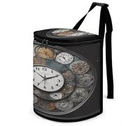 FekiLoot Clock Art Car Trash Can with Lid,Waterproof Automotive Garbage Can Leak Proof Car Trash Bag,Portable Auto Garbage Bag,Hanging Vehicle Trash Bin for Back/Front Seat