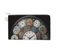 FekiLoot Clock Art Coin Purse,Travel Portable Keychain Wallet Canvas Coin Wallets Mini Zipper Tool Bag Lightweight Change Purse