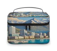 FekiLoot Coastal Cities Makeup Bag Large Capacity Travel Cosmetic Bag Lightweight Hand-held Toiletry Bags Portable Cosmetic Pouch Cute Make Up Pouch for Women