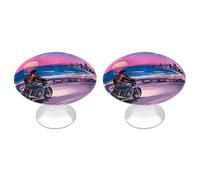 FekiLoot Coastal Road Cycling Cabinet Knobs Kitchen Cabinet Handles Round Closet Handles Stainless Steel Drawer Pulls for Closet Dresser Wardrobe Cupboard Furniture 2 Pack