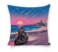FekiLoot Coastal Road Cycling Pillow Covers 18"x18" Decorative Throw Pillow Cases Outdoor Linen Vintage Flowers Cushion Cover Farmhouse Neutral Pillowcase for Couch Home Sofa Decor