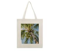 FekiLoot Coconut Tree Canvas Tote Bag Reusable Grocery Shopping Bag Large Capacity Grocery Bags Lightweight Cloth Bags Shoulder Handbag for Women Beach Travel Shop Daily Essentials