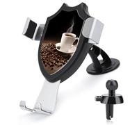 FekiLoot Coffee Cup and Coffee Bean Car Phone Holder,Adjustable Easy Clamp Car Phone Mount for Your Cars Models with Dashboard Vent,Phone Holders for Your Car with Metal Hook Clip