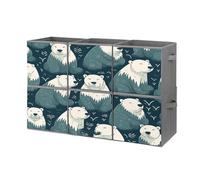 FekiLoot Collapsible Polar Bear Pattern Storage Cubes 10.6 X 10.6 X 10.6 Inches Storage Bins with Double Handles Storage Organizer Bins for Organizing Clothes Toys Pack of 6