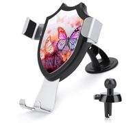 FekiLoot Color Butterfly Flower Car Phone Mount for Dashboard/Vent/Windshield Auto-Clamping Gravity Sensor Truck Stand Cradle 90° Rotation Phone Holder Fits 4-6" Phones