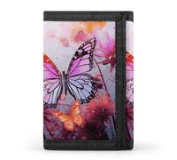FekiLoot Color Butterfly Flower Trifold Wallet Slim Minimalist Front Pocket Men's Passcase Wallet Credit Card Holder