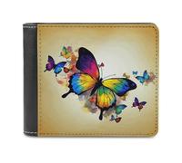 FekiLoot Color Butterfly Wallet Large Capacity Slim Bifold Wallet with Multiple Card Slots PU Leather Men Purse