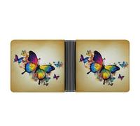 FekiLoot Color Butterfly Wallet Slim Leather Bifold Wallet Extra Capacity Wallets with Multiple Card Slots Men Billfold
